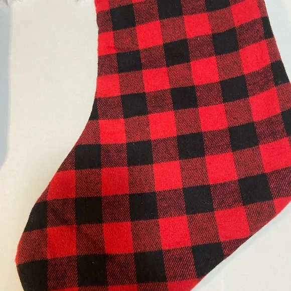 Red and Black Buffalo Plaid Christmas Santa Stockings. Faux Fur Trim 18"L x 7.5W - Picture 8 of 11